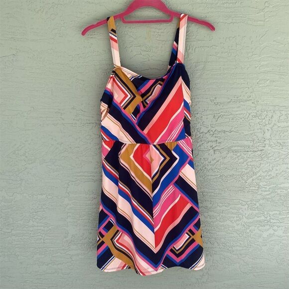 AmberNoon II Women's UPF 50 Swimdress Size 12 Geometric Multicolor - Picture 3 of 10